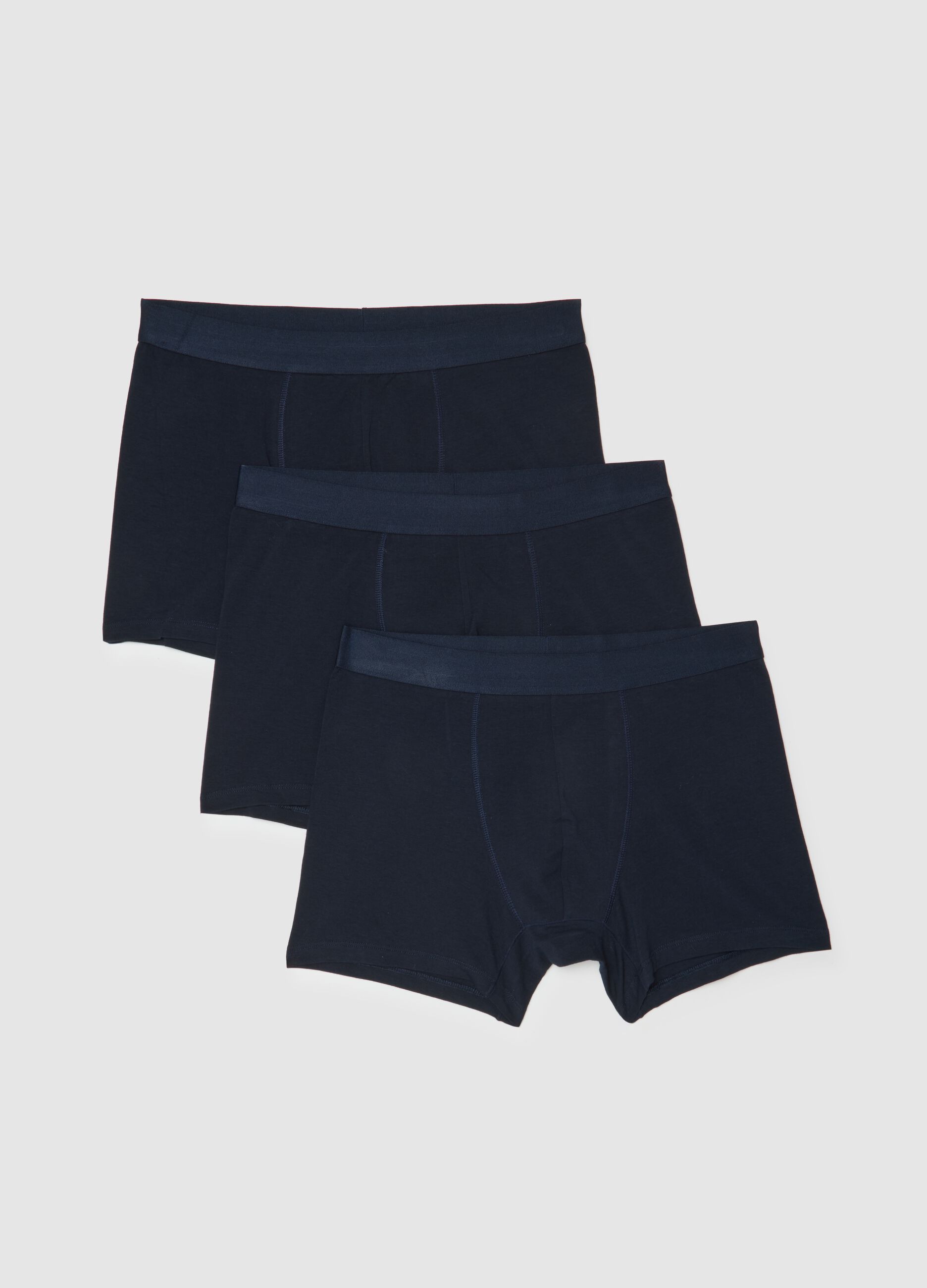 Set of three regular fit blue stretch cotton boxers