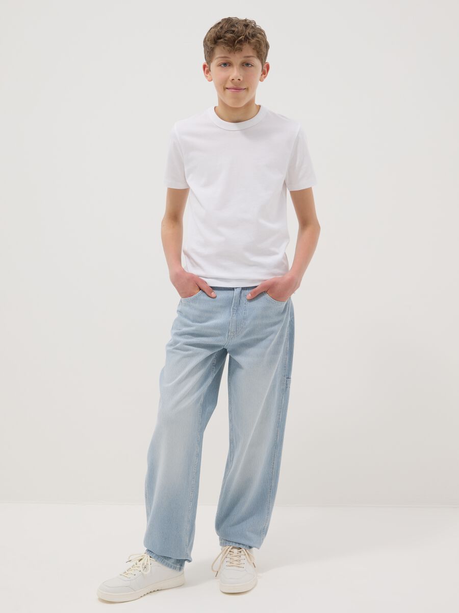 Jeans in puro cotone azzurro da ragazzo relaxed fit_0