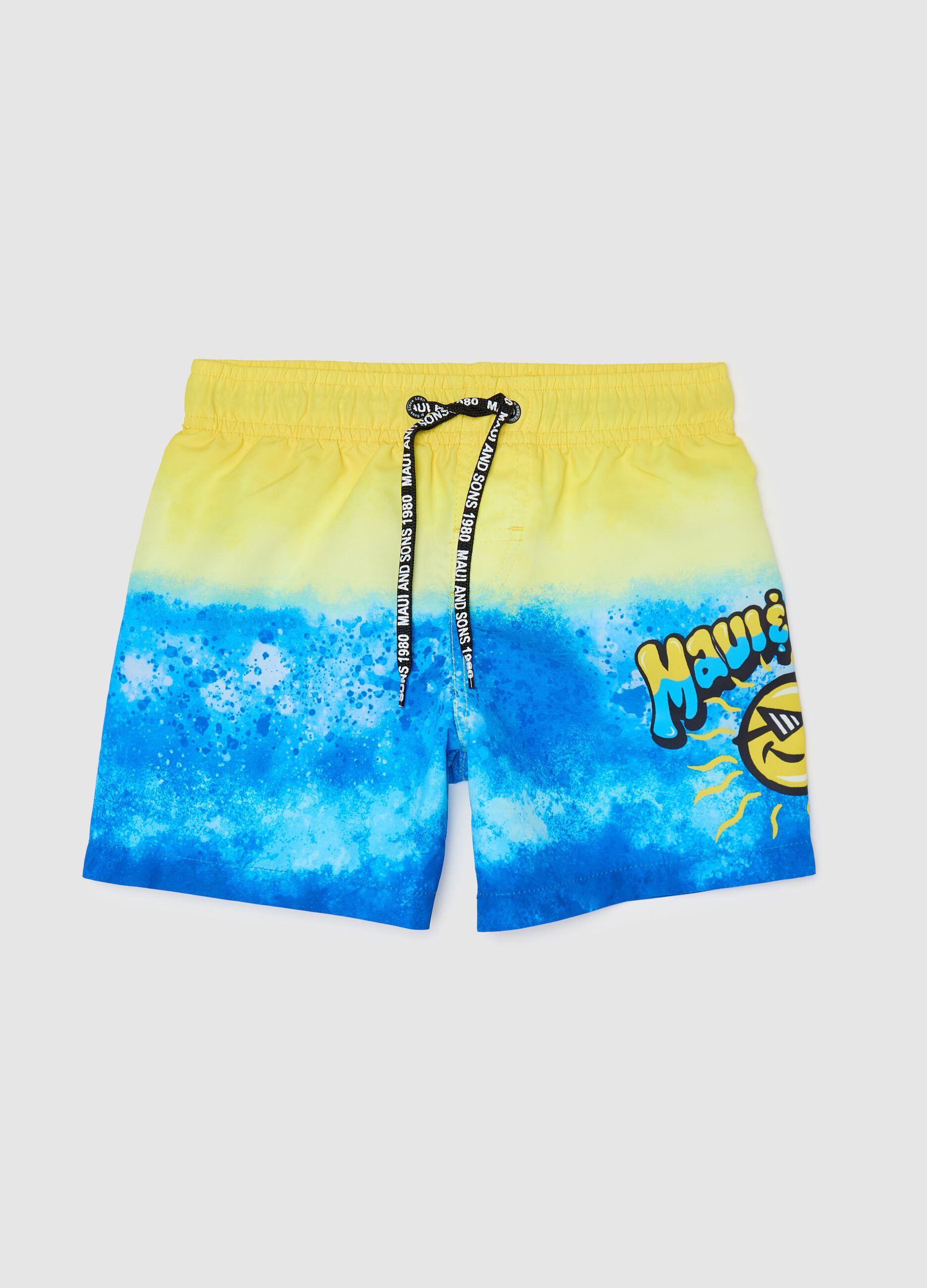 Yellow and blue swim boxers for kids