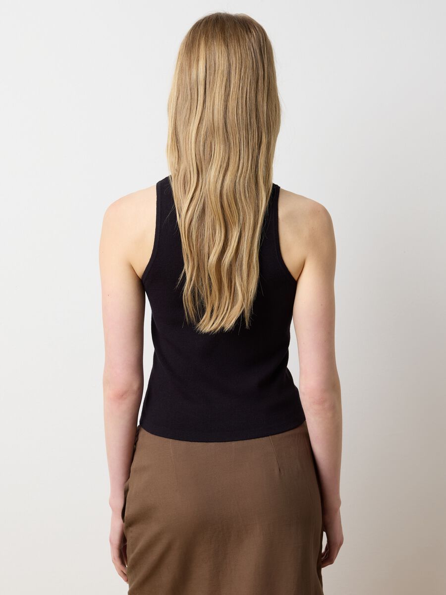 Women's black viscose blend fitted tank top_3