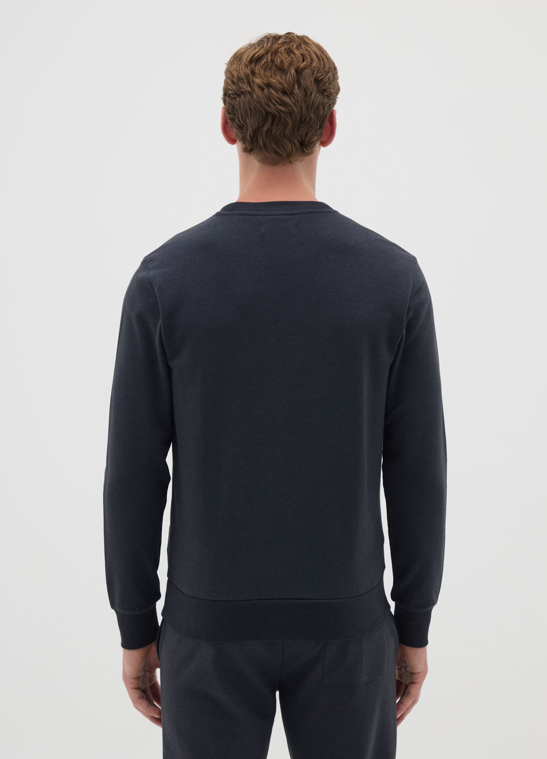 Black cotton blend sweatshirt regular fit