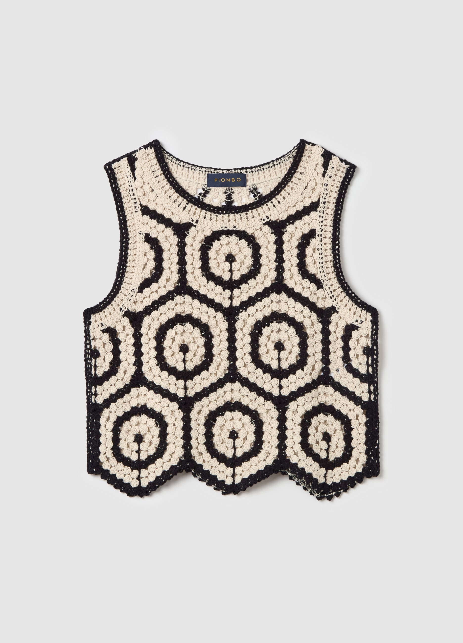 Tank top crochet con motivo geometrico