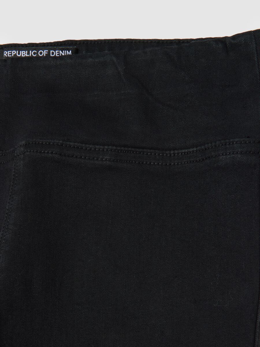 Pantaloni flare neri in misto cotone_1