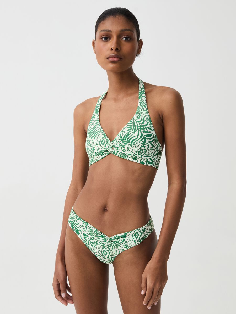 Top bikini scollo halter stampa foliage_1