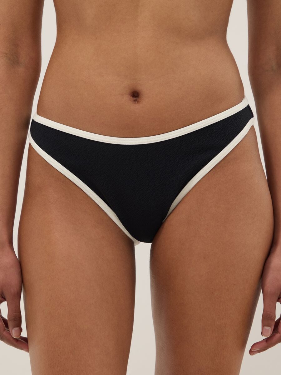 Black stretch swim briefs with white trim_2
