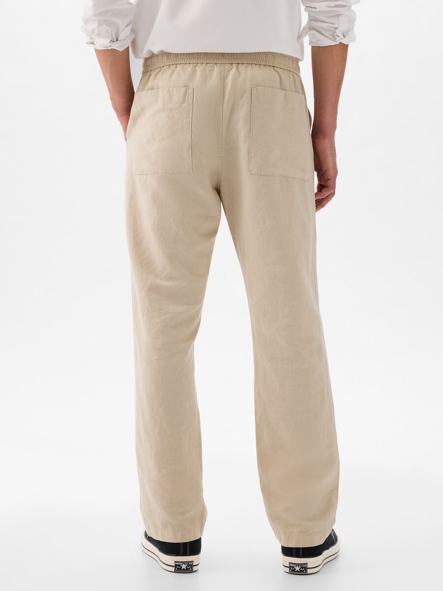 Pull-on trousers in linen and cotton_2