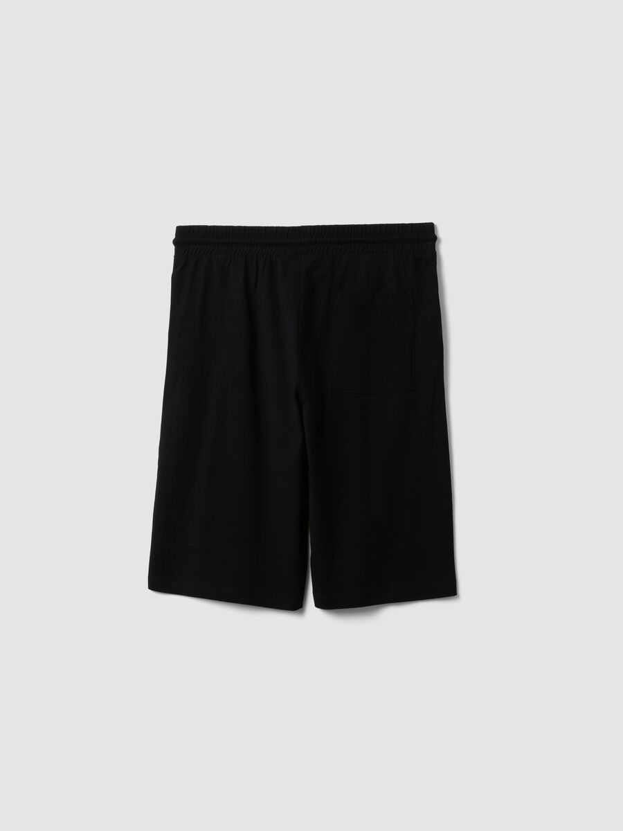 Black organic cotton Bermuda shorts with elasticated waist_4