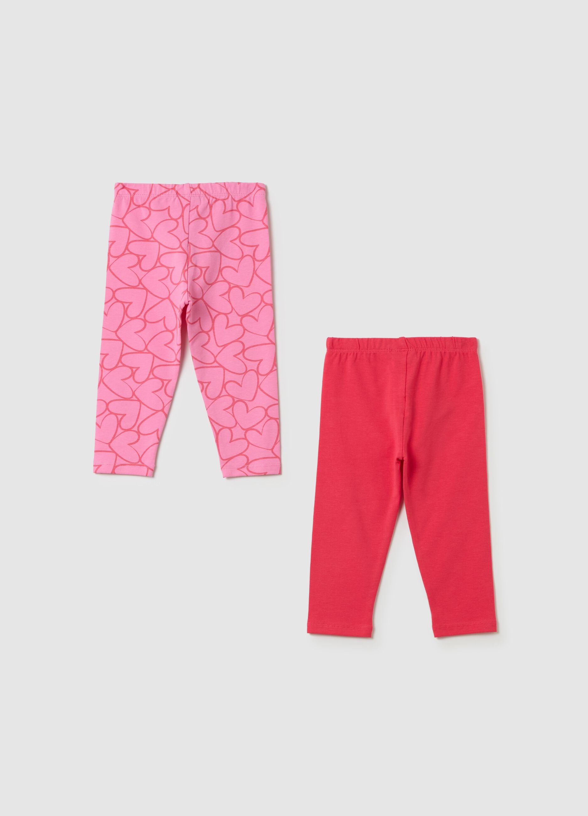 Two-pack leggings in stretch cotton with print