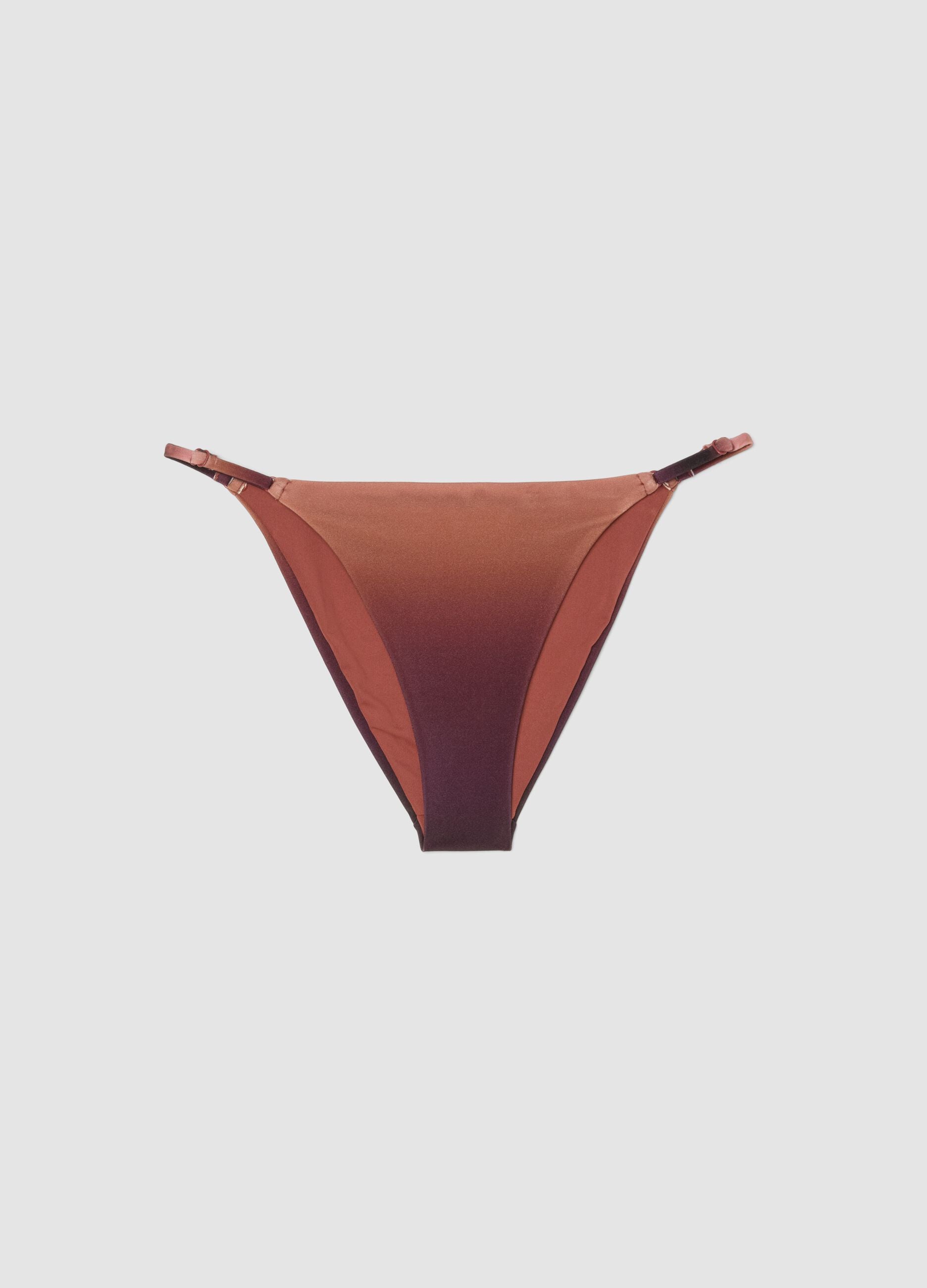 Brown stretch bikini bottoms with ombr&eacute; effect