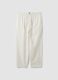 White linen-cotton blend trousers with elasticated waistband_4