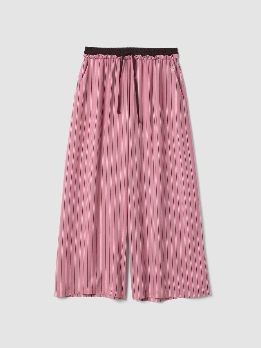 Pantaloni pigiama rosa in pura viscosa a righe_4