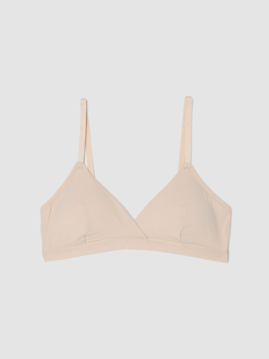 Reggiseno a triangolo beige con imbottitura rimovibile in tessuto elasticizzato_0