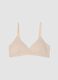 Beige triangle bra with removable padding in stretch fabric_0