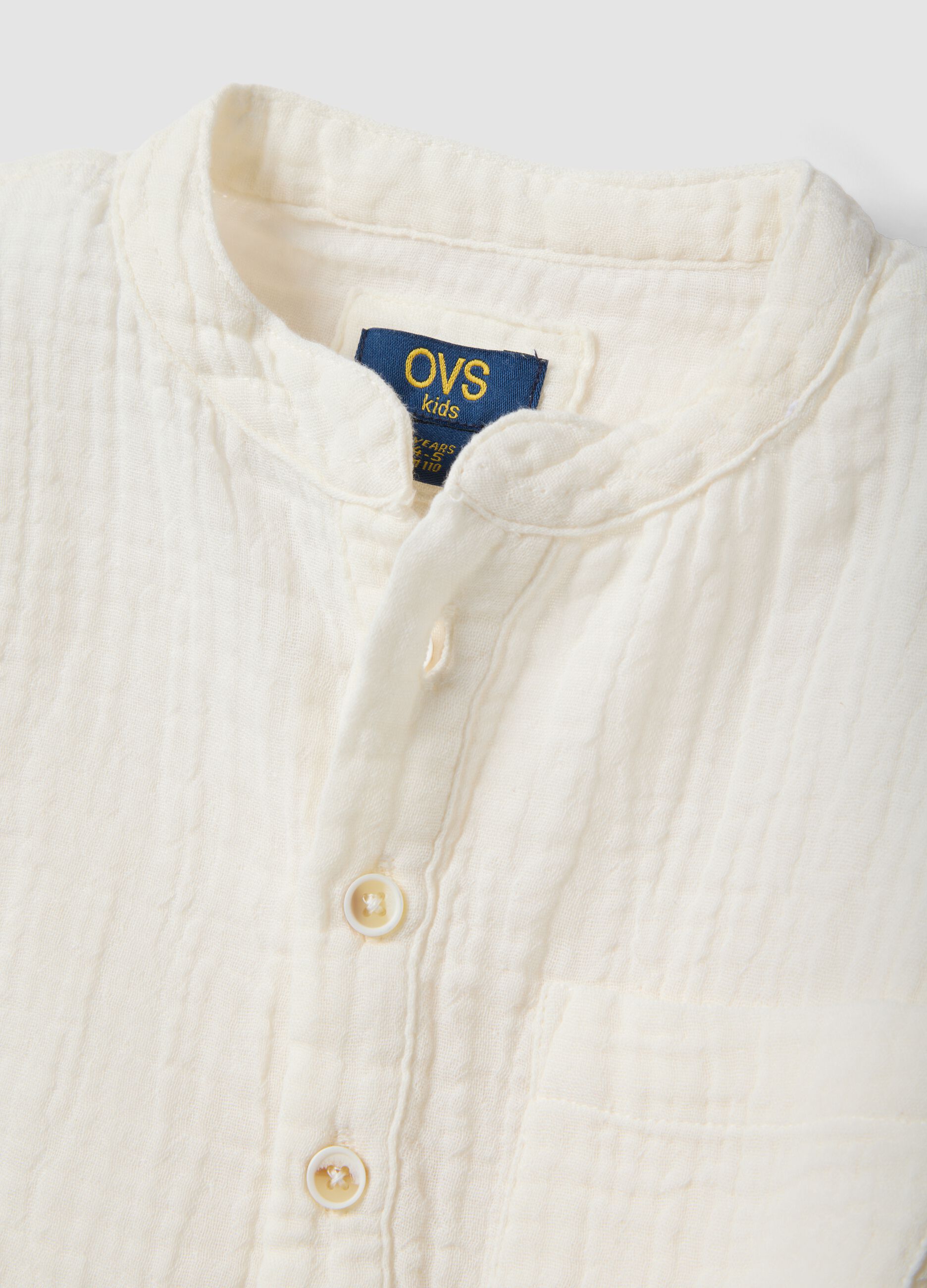 Boys&rsquo; white pure cotton regular-fit shirt with buttons