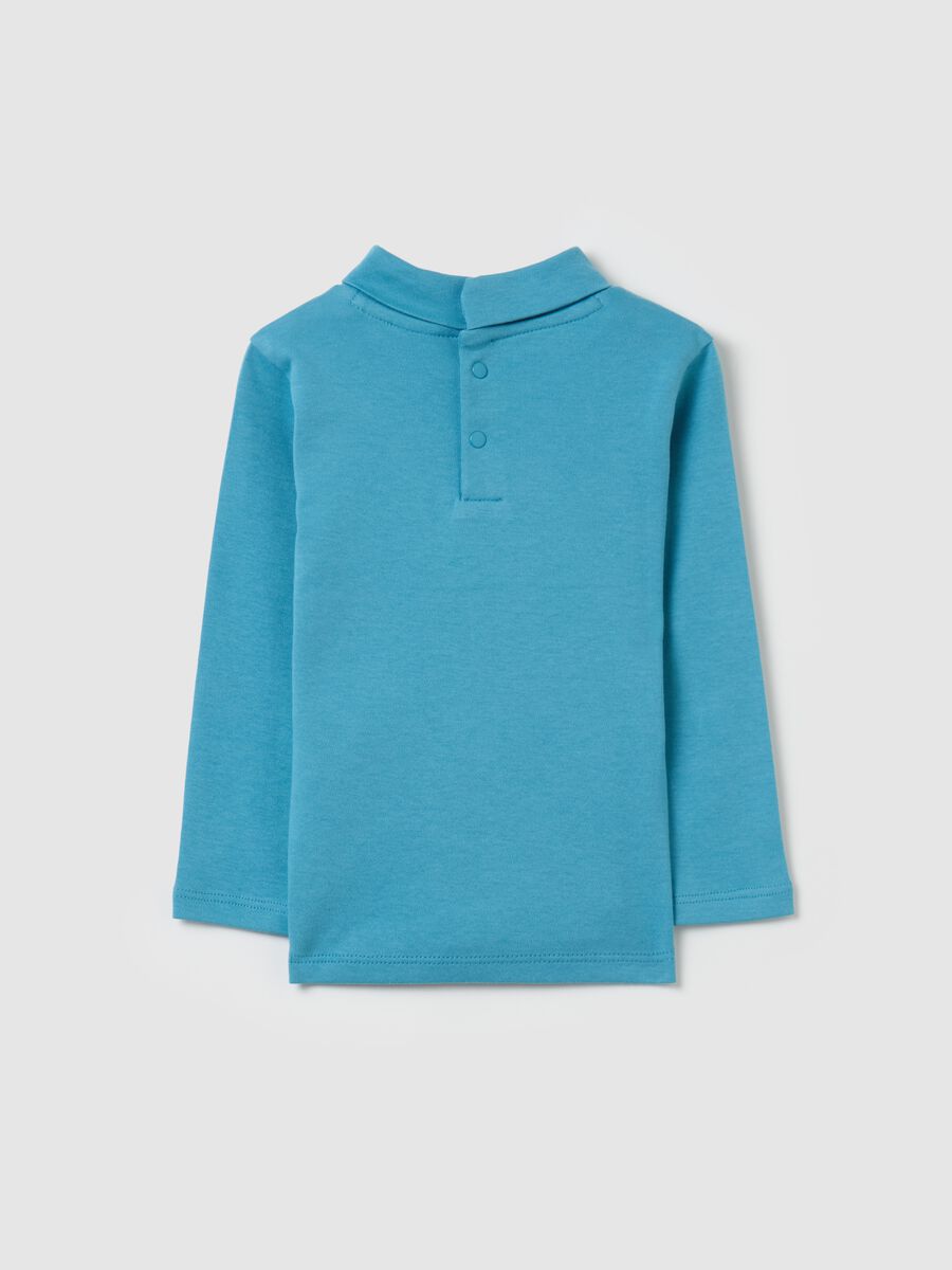 Cotton T-shirt with high neck and print_1