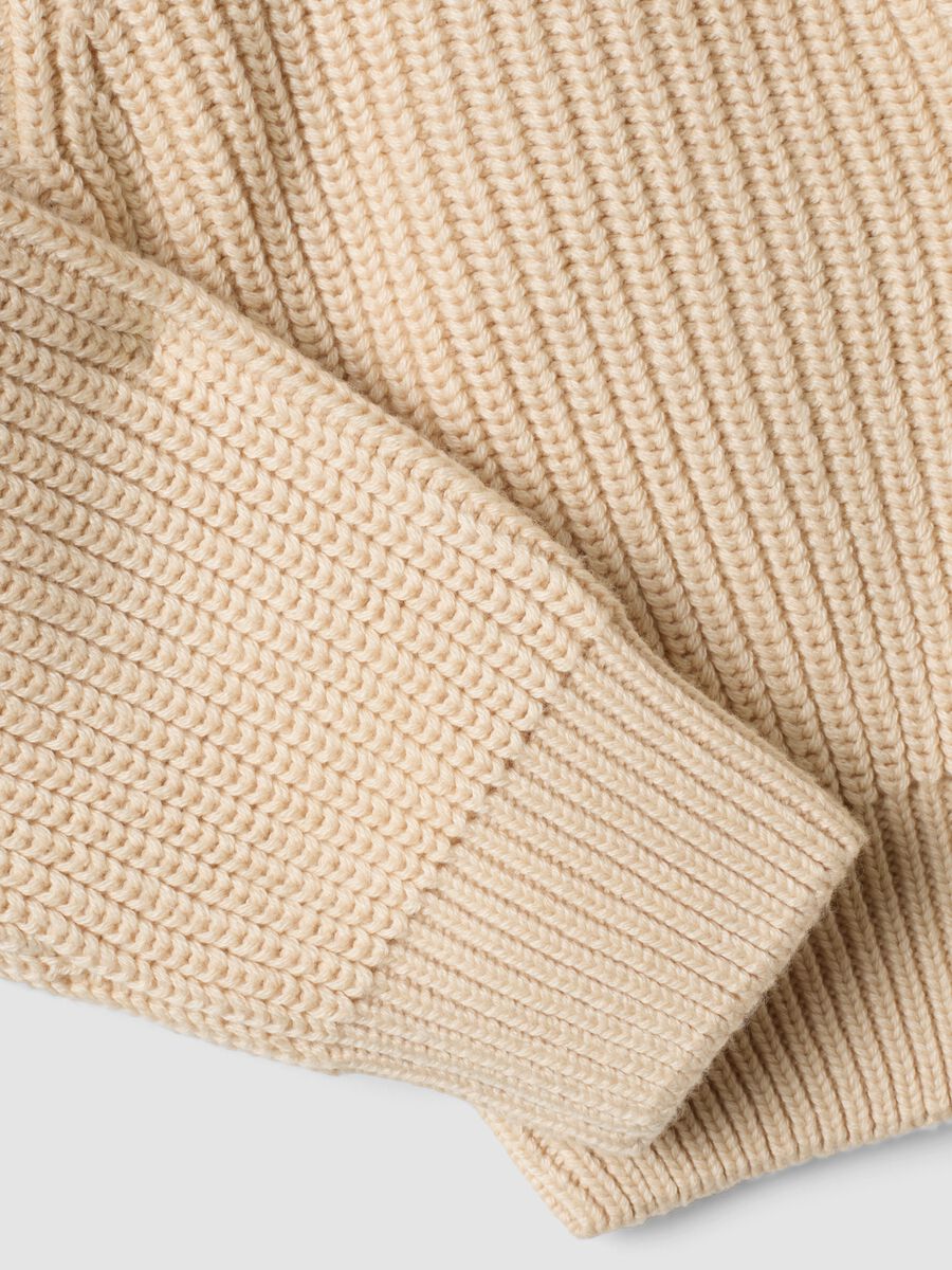 Cardigan beige in misto cotone con bottoni per bambina_3