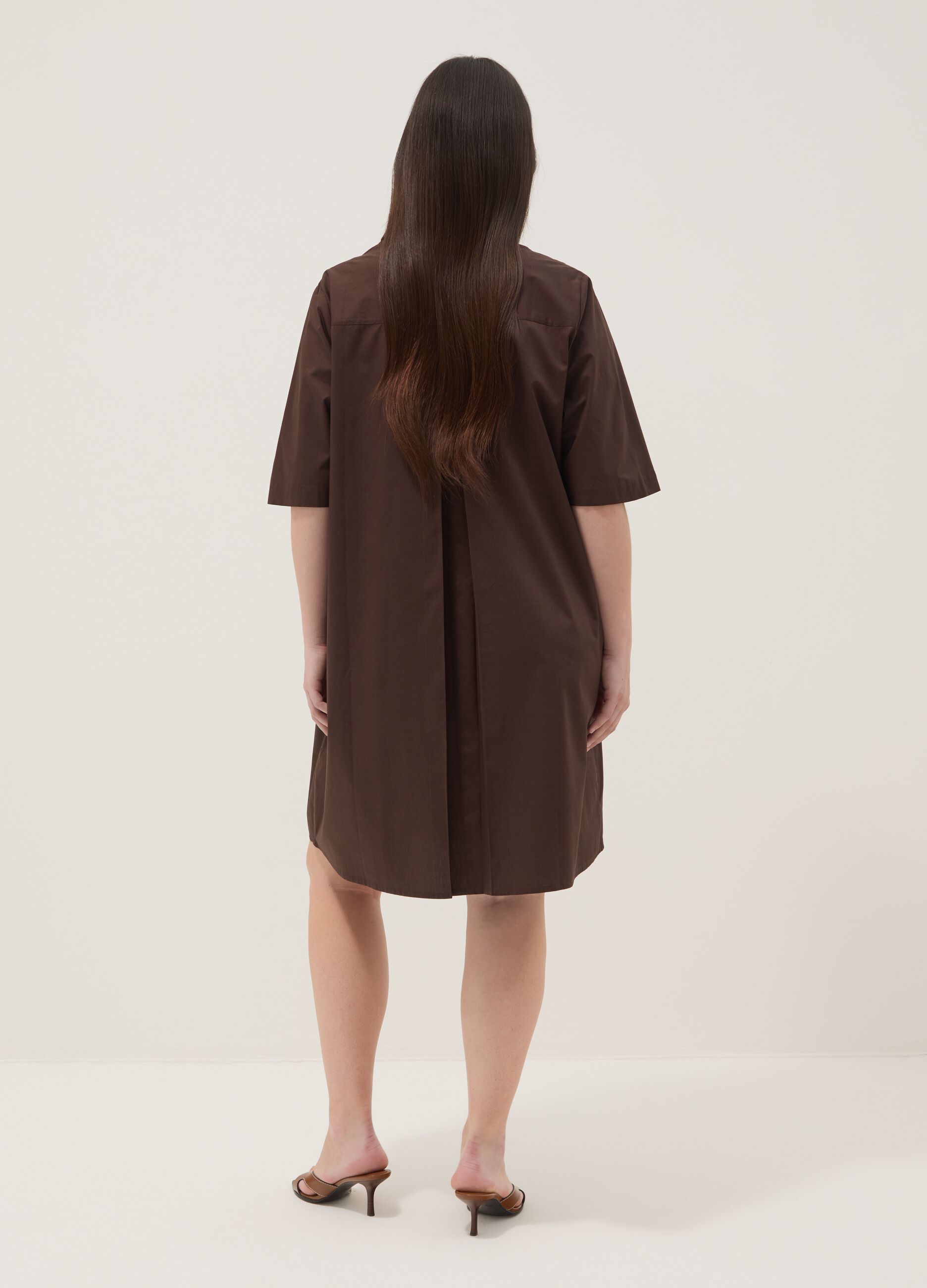 Brown pure cotton shirt dress