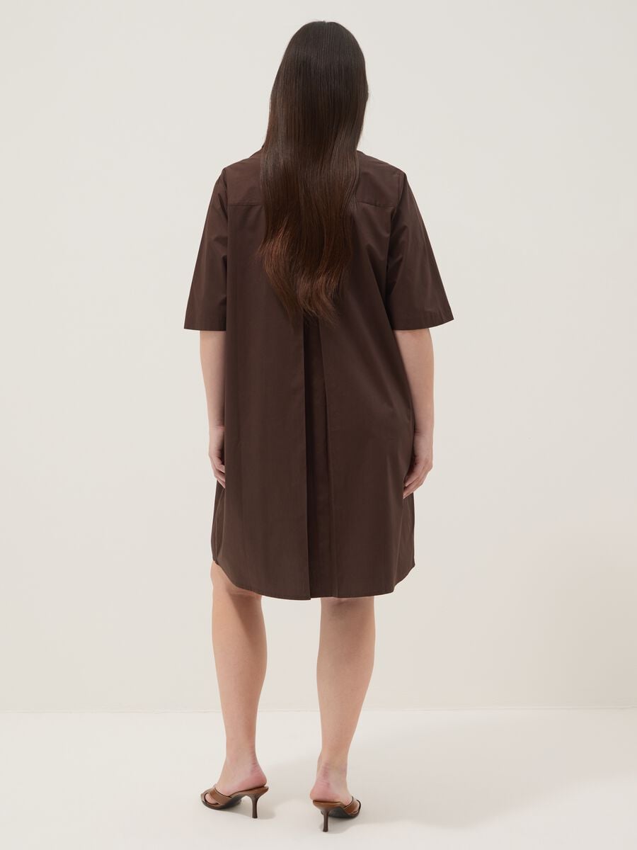 Abito chemisier marrone in puro cotone_3