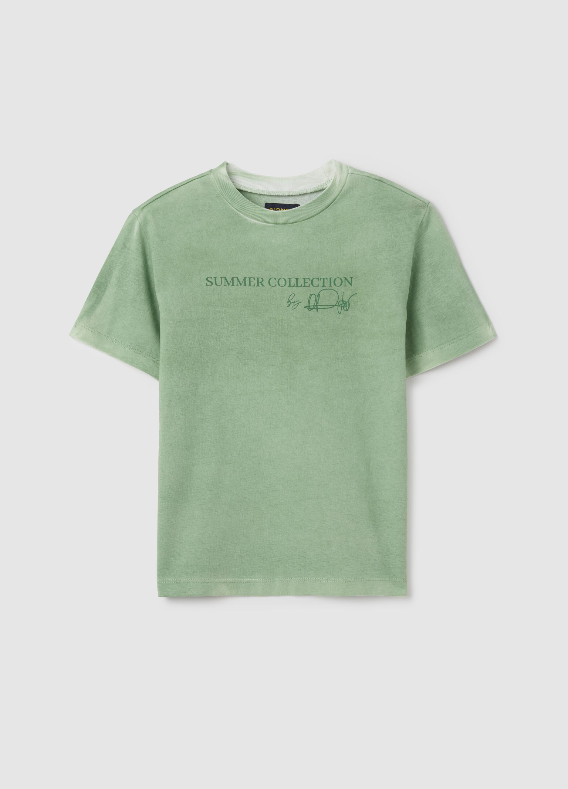 Green regular fit pure cotton kids' t-shirt