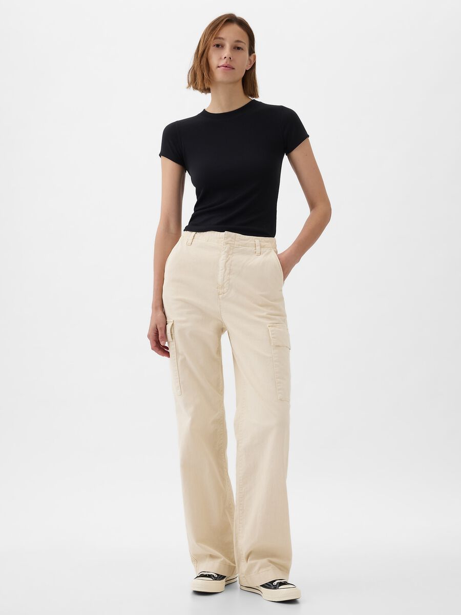 Loose-fit cargo trousers in cotton_0