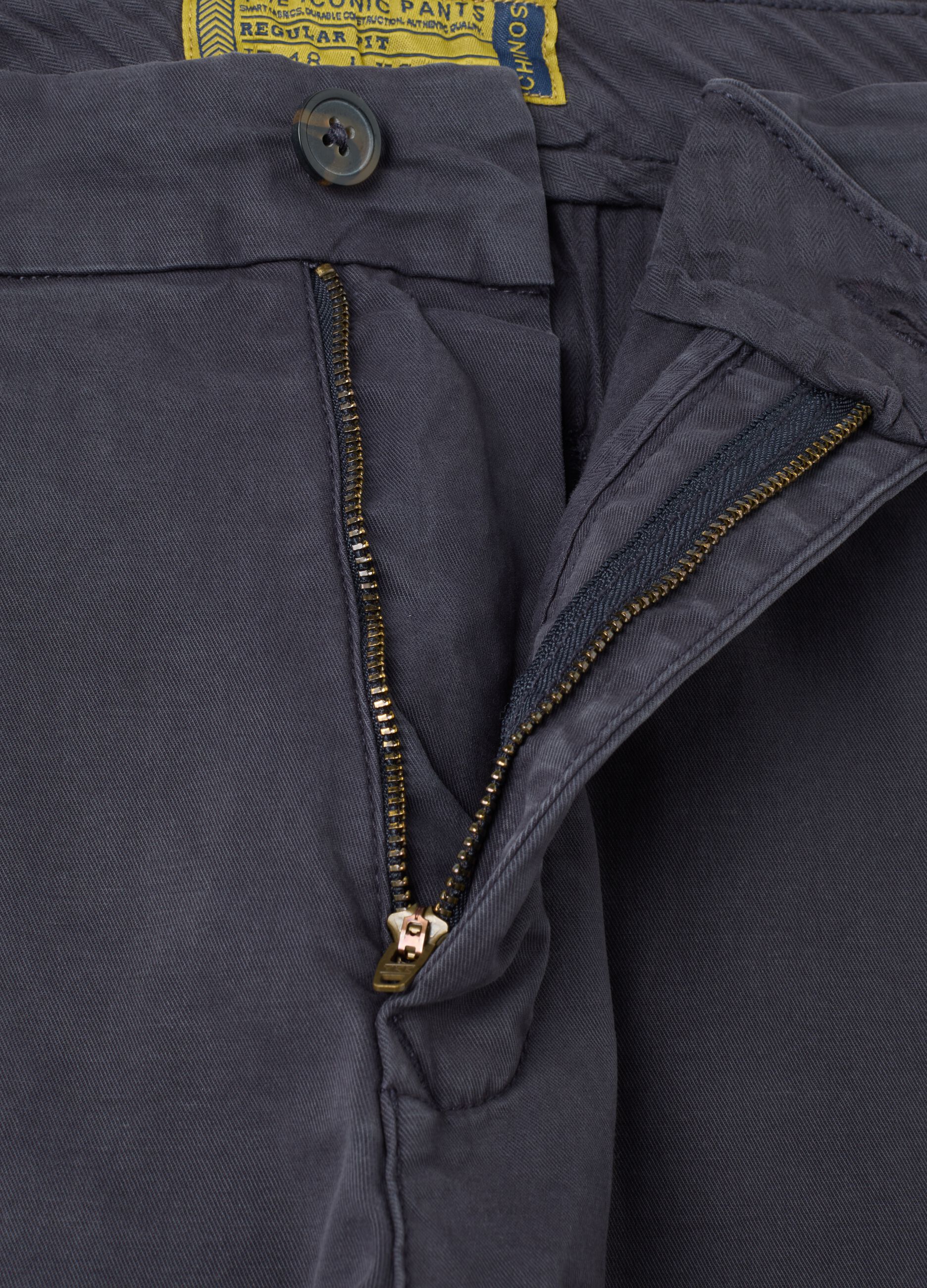 Blue Stretch Cotton Regular Fit Trousers