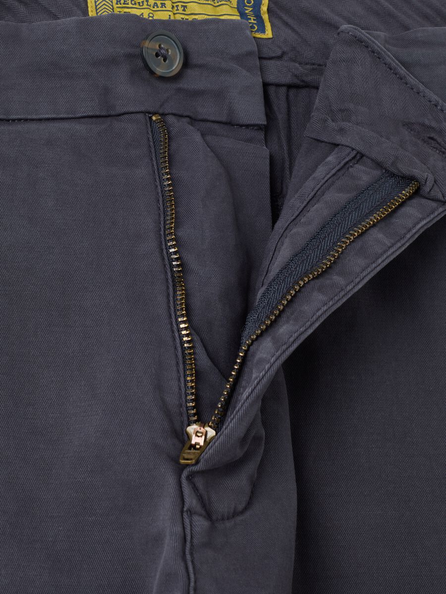 Blue Stretch Cotton Regular Fit Trousers_5