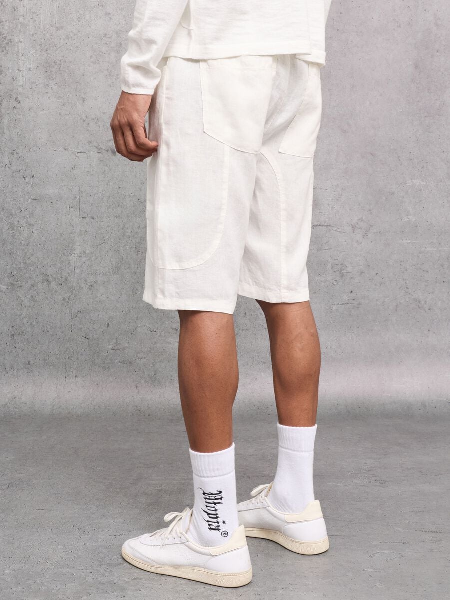 100% Linen Shorts White_2
