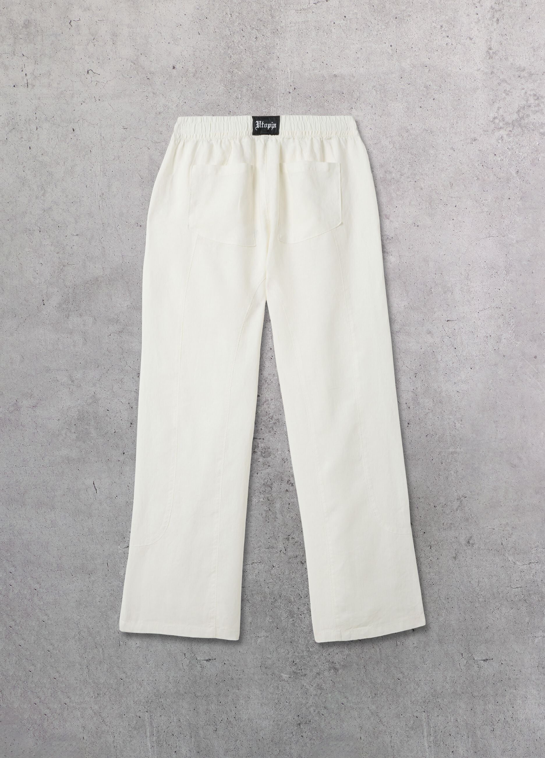 100% Linen Wide-Leg Trousers White