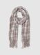 Grey Multicolour Checked Scarf with Fringes_0
