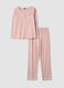 Mauve purple organic cotton crew-neck pyjamas_0