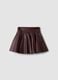 Brown circle skirt with coated-effect finish_0