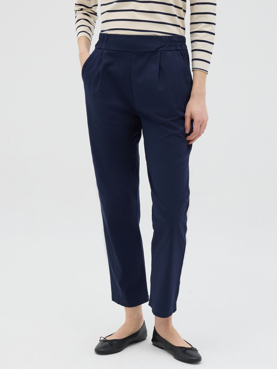 Blue cigarette trousers with elastic waistband_1
