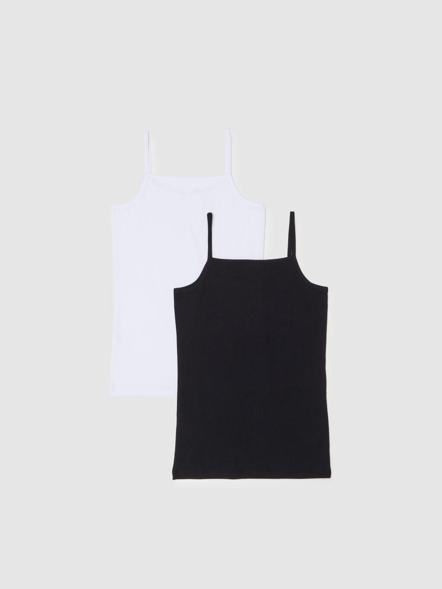 Girl's multicolour tank top twin pack in regular fit cotton blend_1