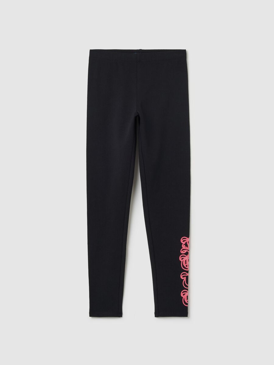Leggings in cotone stretch con stampa _0