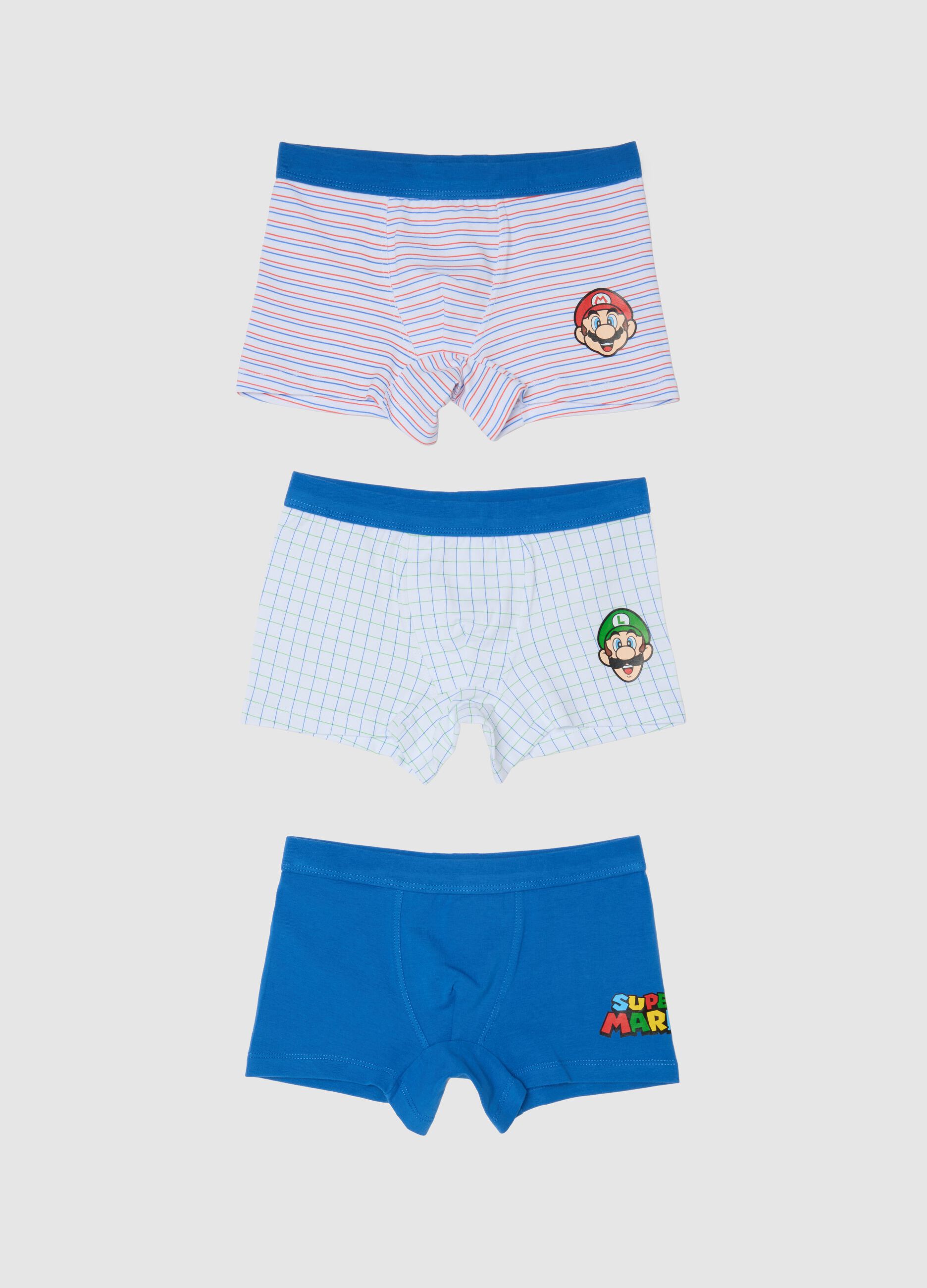 Children's multicolour cotton briefs tripack with Super Mario prints