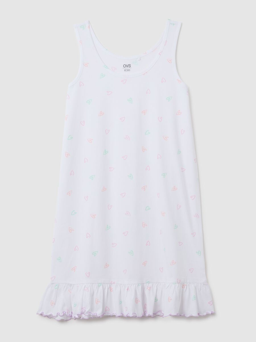 Camicia da notte in puro cotone bianco con fantasia cuori _4