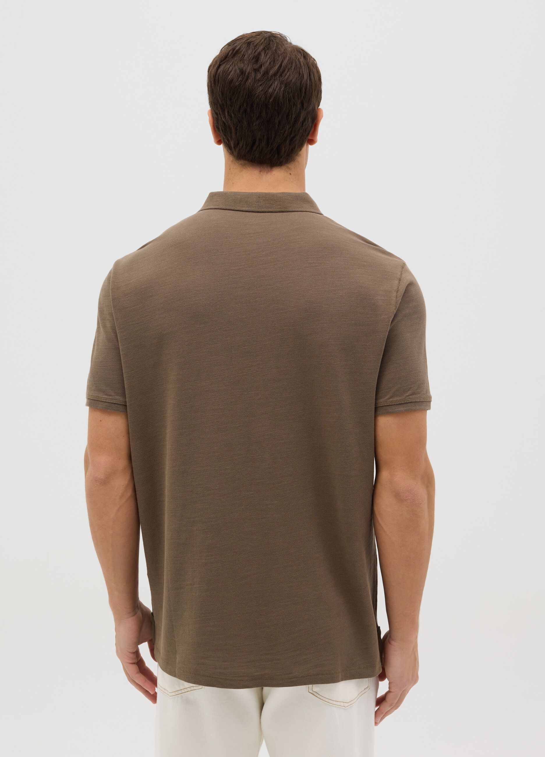 Brown pure cotton polo by Ovs
