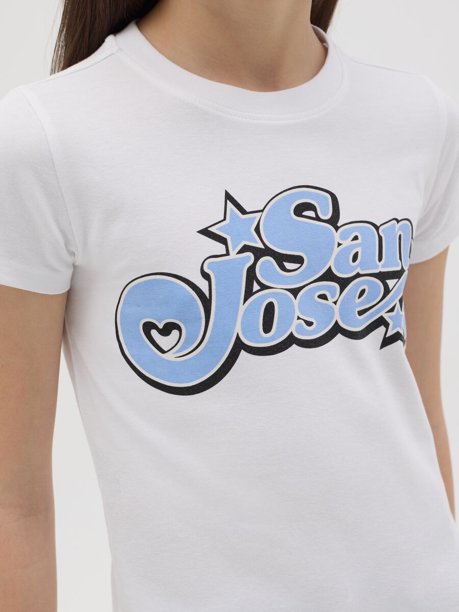 White stretch cotton T-shirt with print_2