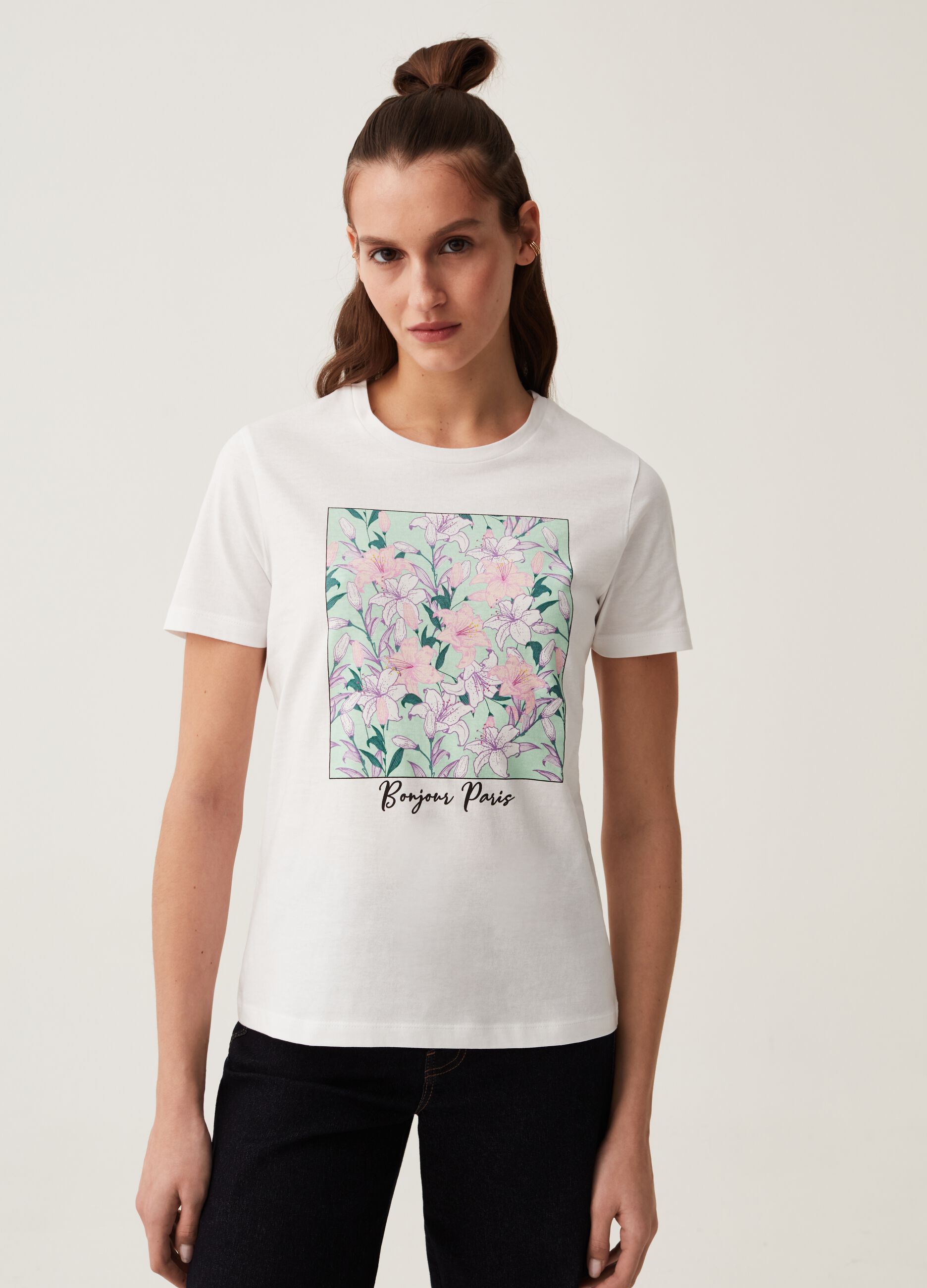 T-shirt in cotone con stampa_0