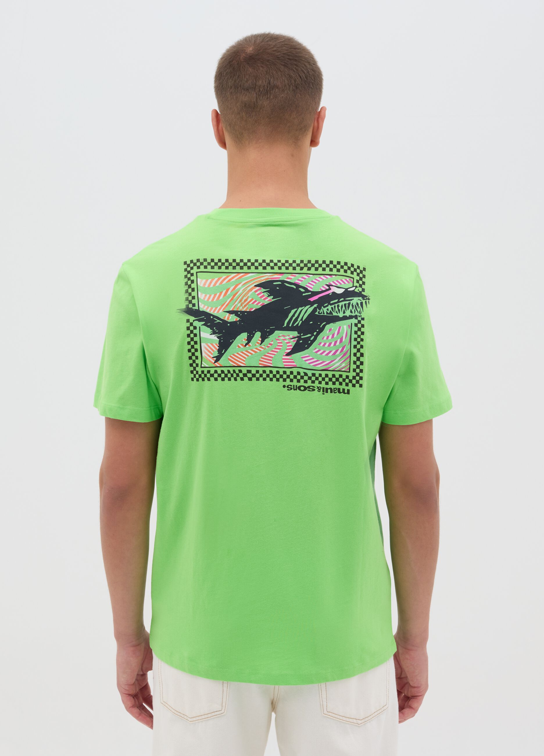 Green T-shirt with graphic print