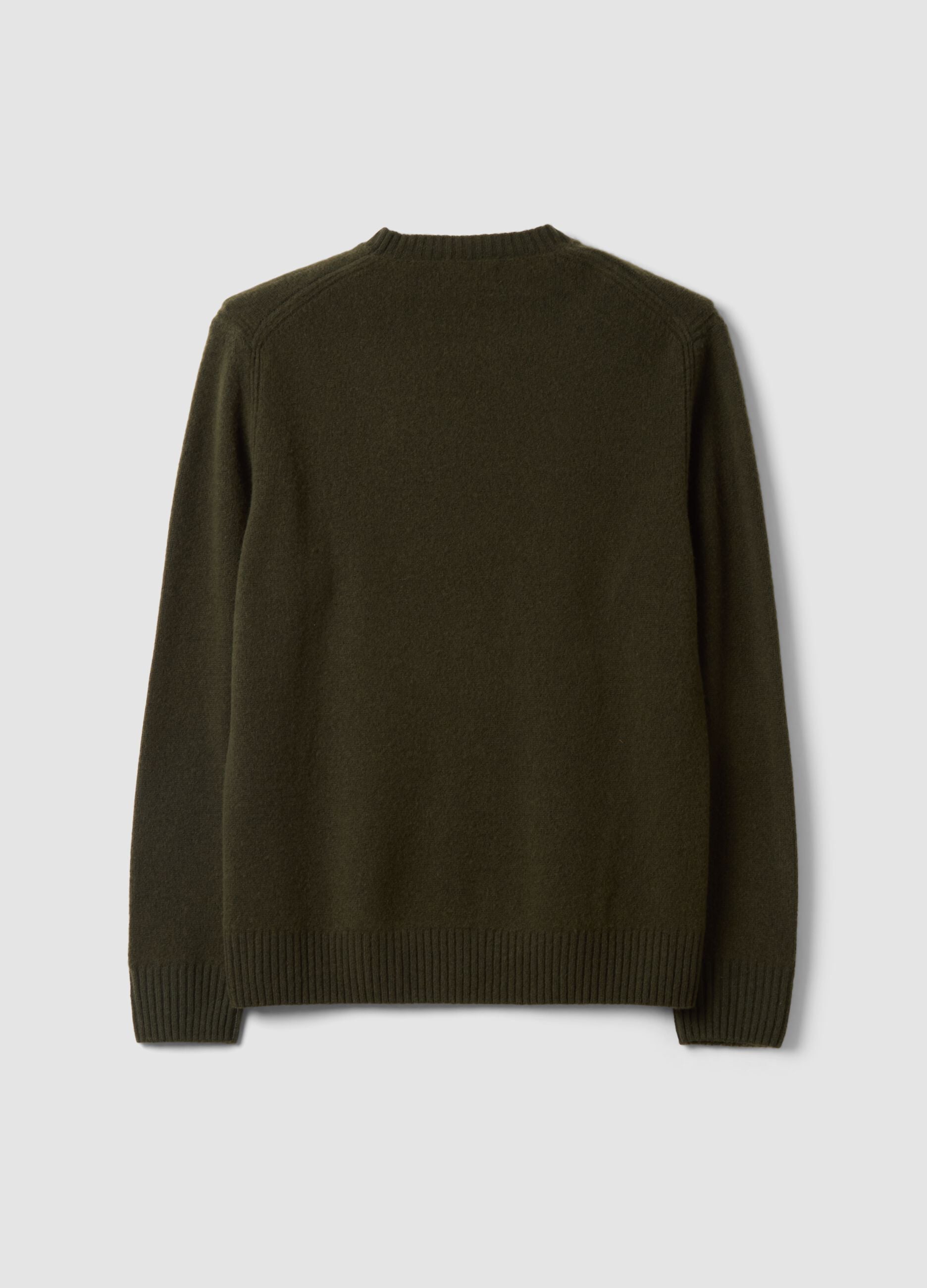 Maglia verde girocollo in misto lana regular fit