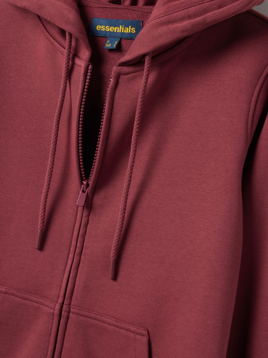 Pink cotton blend hoodie regular fit with zip_5