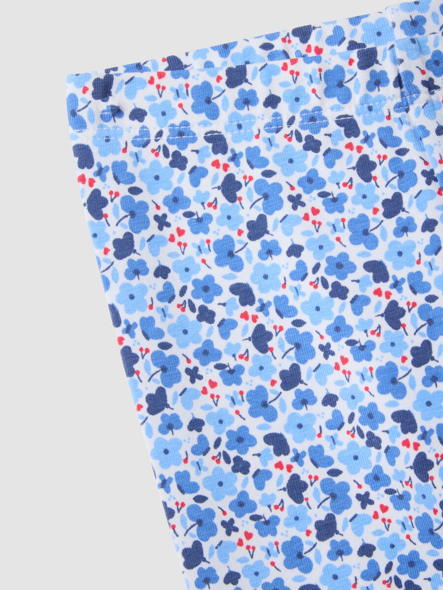 Colourful stretch cotton slim leggings for girls with flowers_2