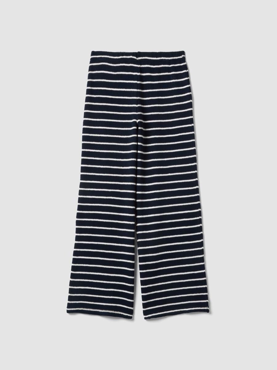 Blue striped wide-leg trousers with elasticated waist_4