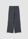Pantaloni wide leg blu a righe con vita elastica_4