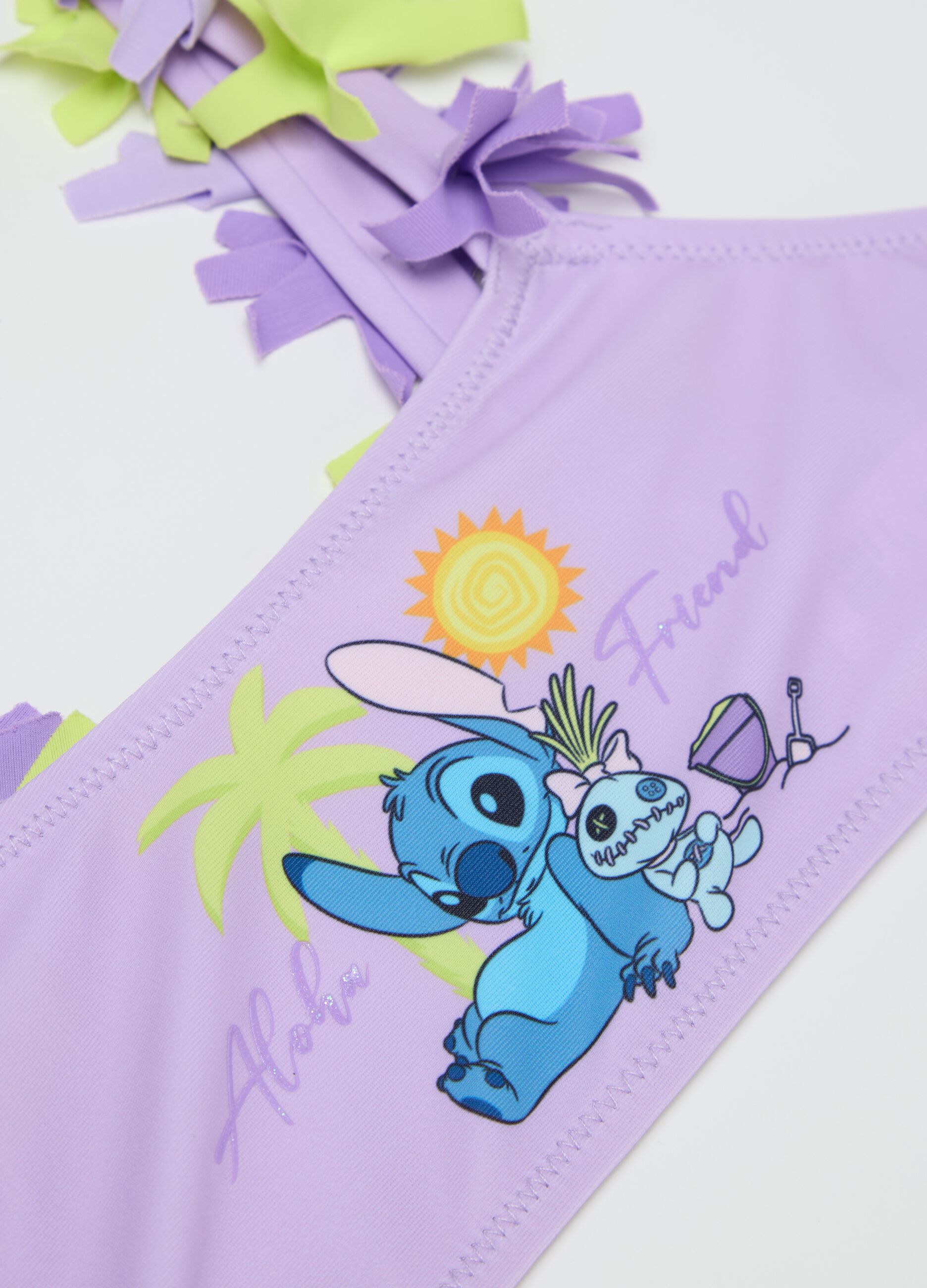 Bikini viola con stampa Stitch