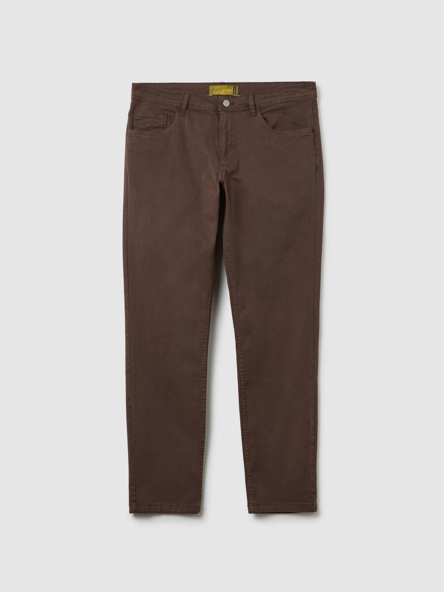 Slim fit brown cotton trousers_4