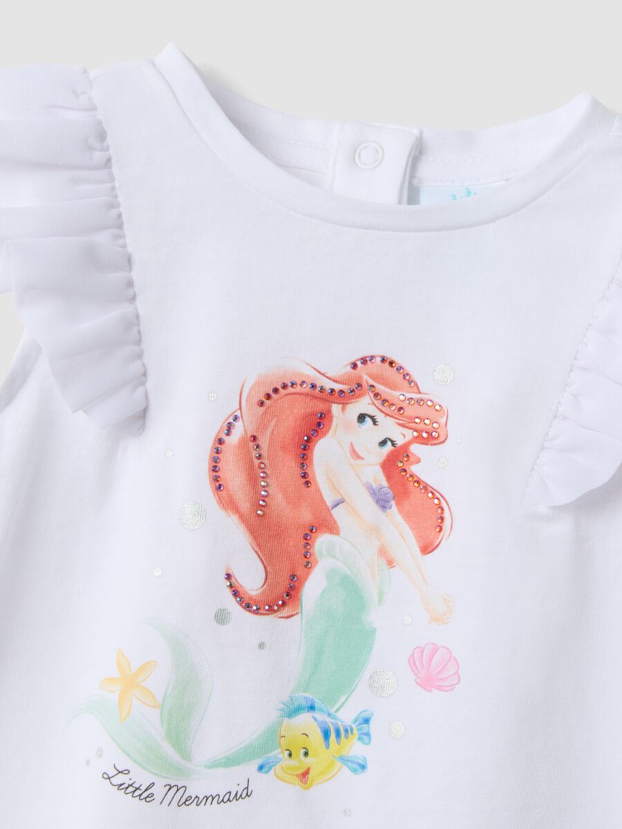 White stretch cotton set with top and shorts for baby girl, regular fit_3