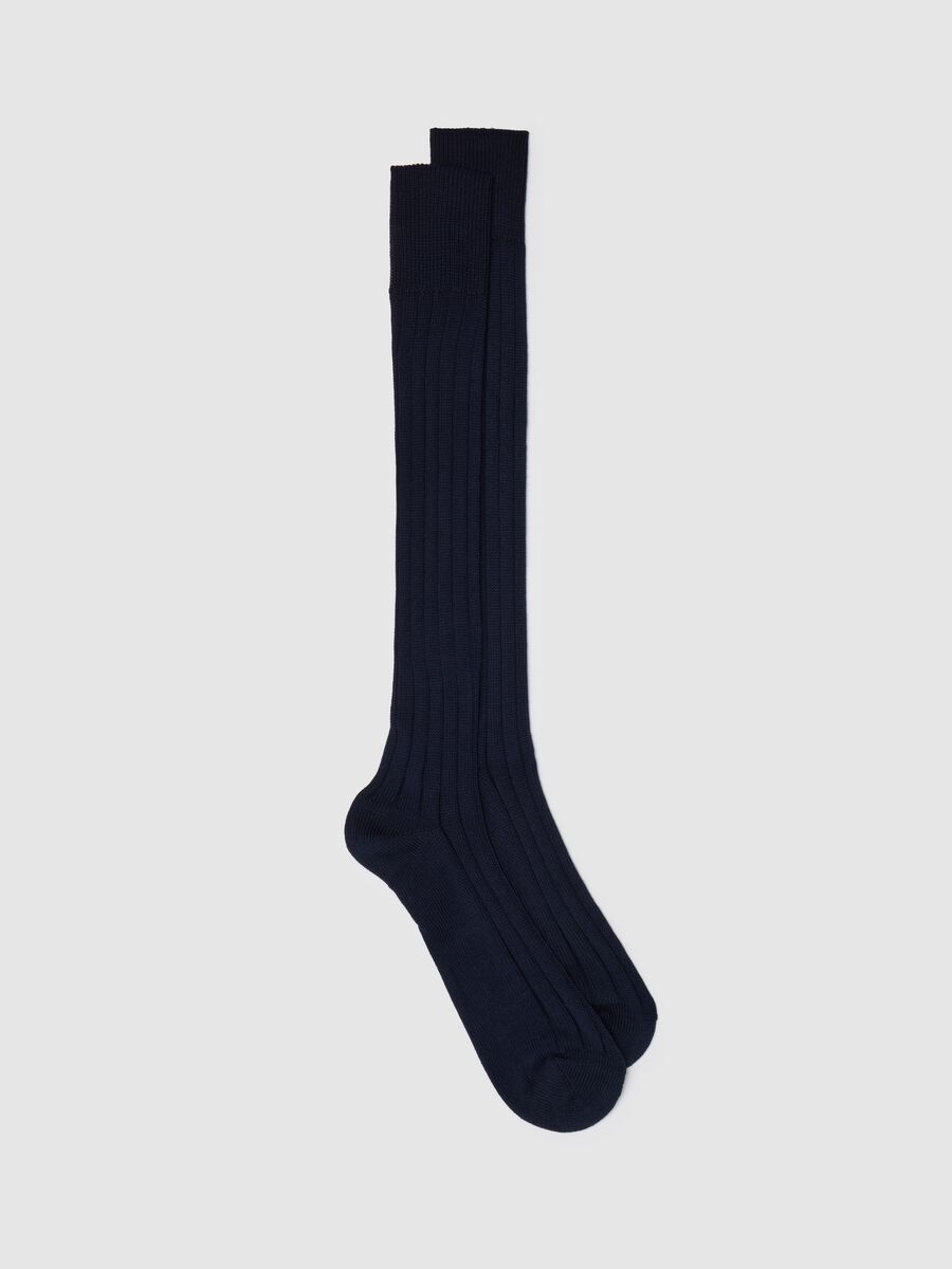 Long flat-ribbed socks_0