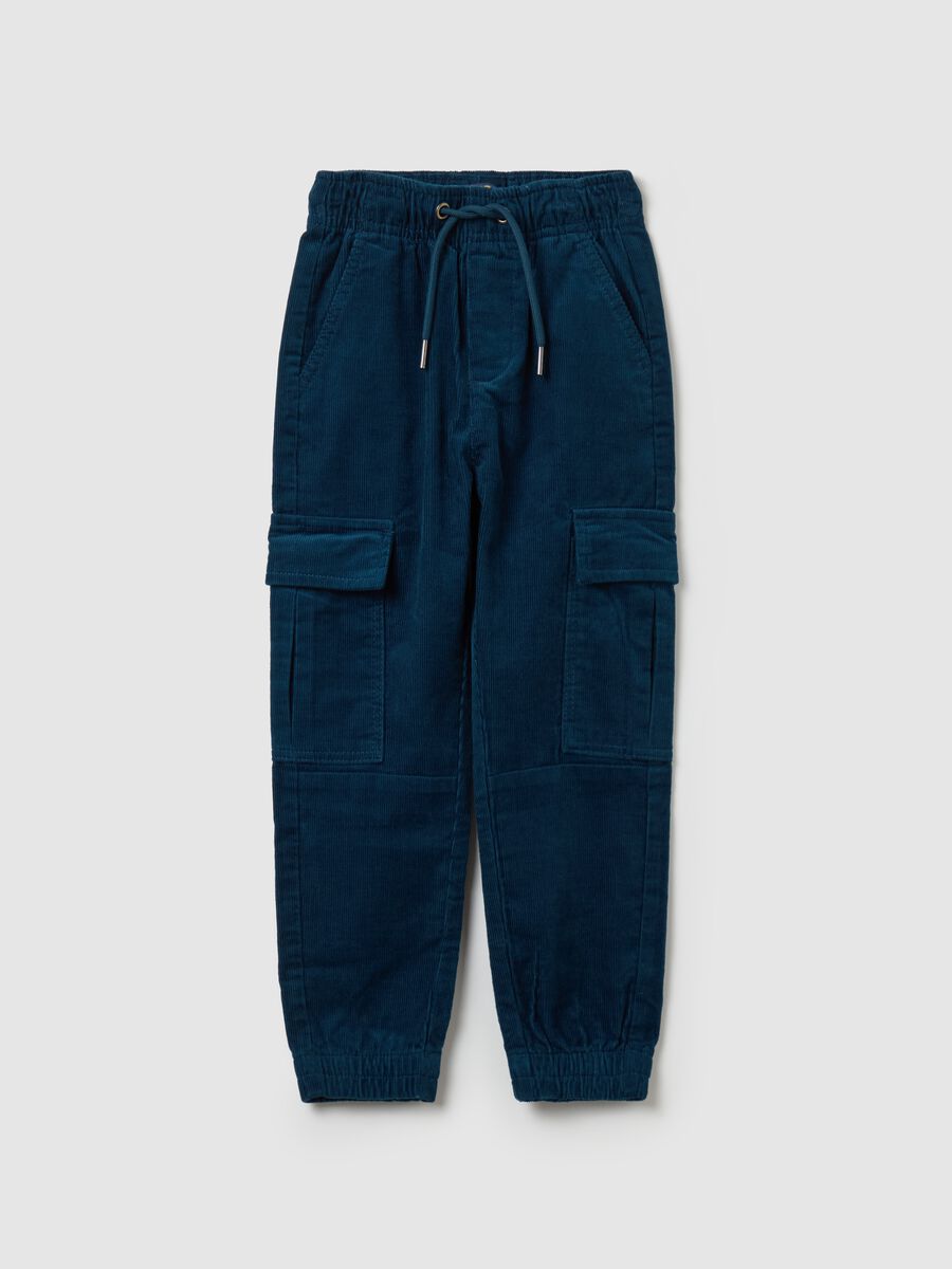 Cargo joggers in corduroy with drawstring_0